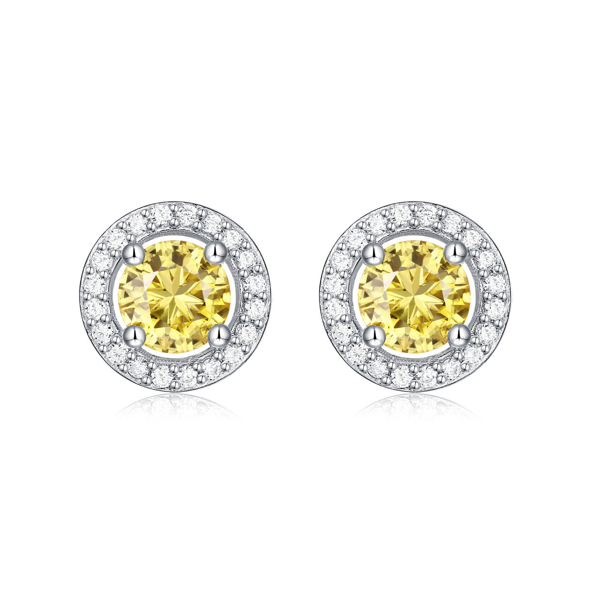 S925 Silver Earrings Moissanite Gold Round Bag Stud Earrings Fashion Sweet Earring Gift Silver Accessories Spot Delivery