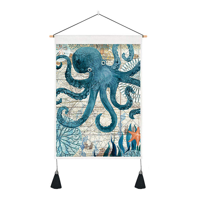 Sea Creature Tassel Tapestry Art Wall Decoration Background Hanging Cloth