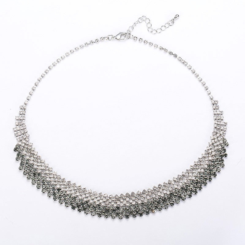 Fashion Sweet Multi-row Gray Diamond Necklace Gift