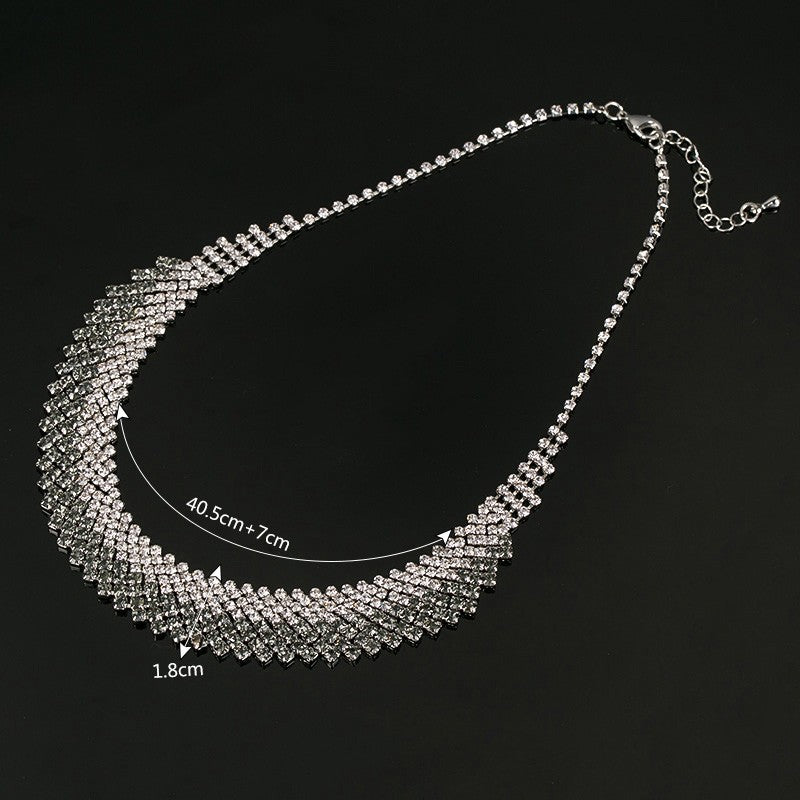 Fashion Sweet Multi-row Gray Diamond Necklace Gift