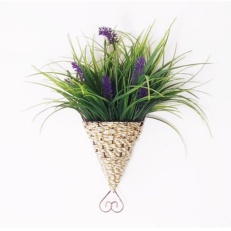 Simulation Vase Flower Basket Wall Hanging Iron Rattan Wall Hanging Flower Ware Indoor Decoration Hanging Basket Flower Art