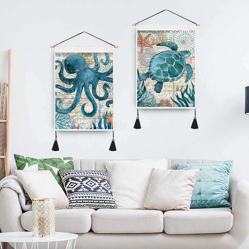 Sea Creature Tassel Tapestry Art Wall Decoration Background Hanging Cloth