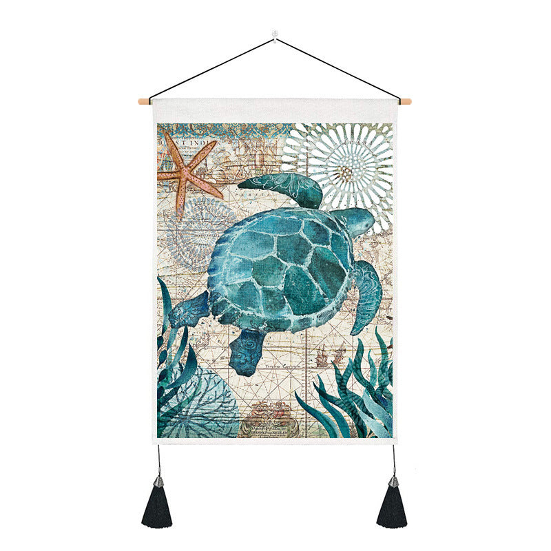 Sea Creature Tassel Tapestry Art Wall Decoration Background Hanging Cloth