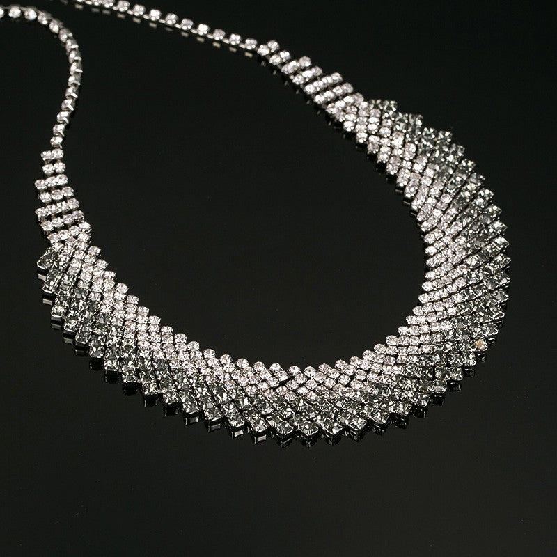 Fashion Sweet Multi-row Gray Diamond Necklace Gift