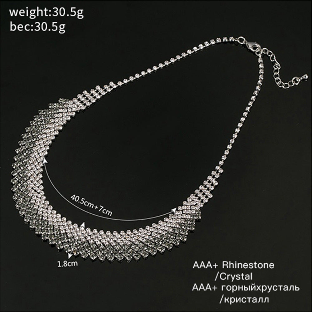 Fashion Sweet Multi-row Gray Diamond Necklace Gift