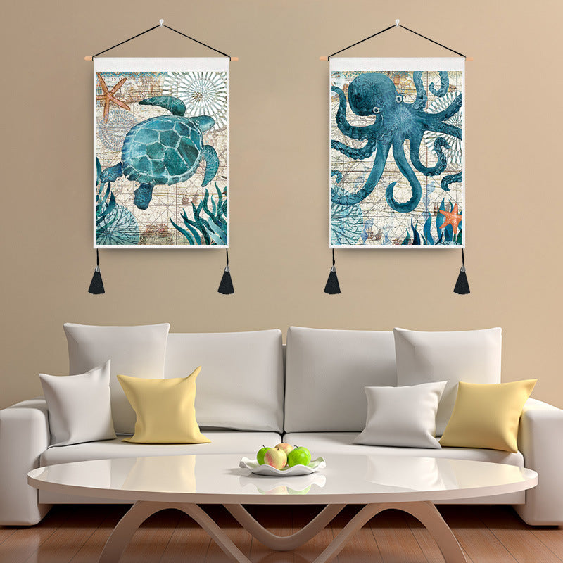 Sea Creature Tassel Tapestry Art Wall Decoration Background Hanging Cloth