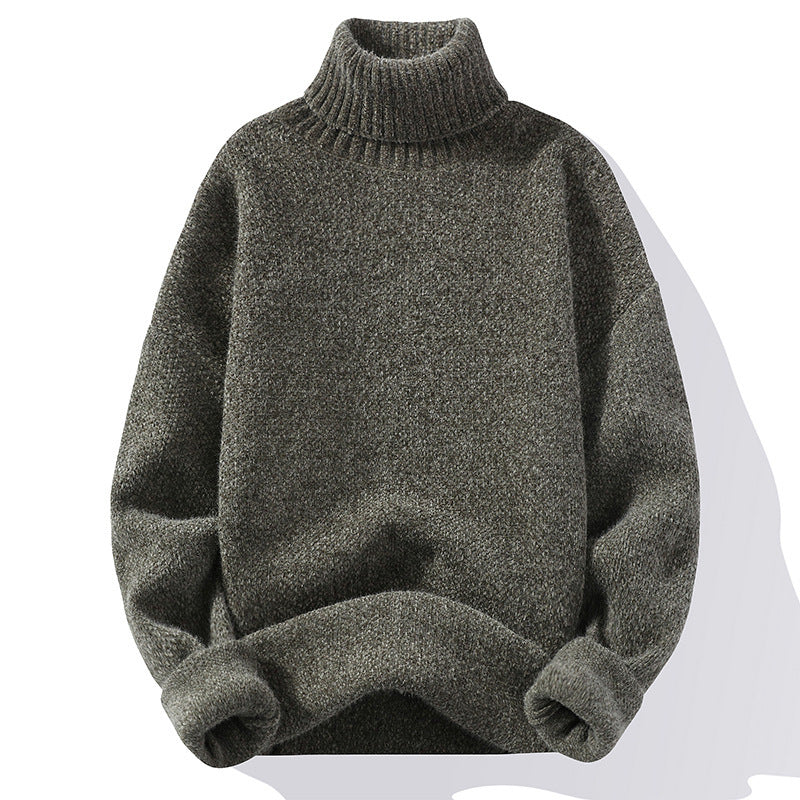 Autumn And Winter Thickened Mink-like Wool Korean Style Trendy Solid Color Casual Turtleneck Knitwear Sweater