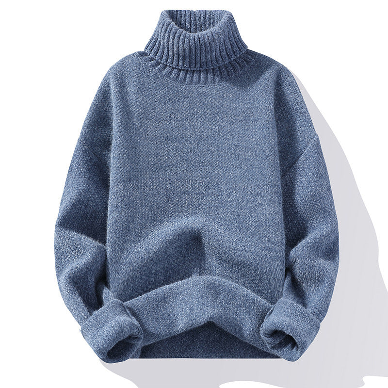 Autumn And Winter Thickened Mink-like Wool Korean Style Trendy Solid Color Casual Turtleneck Knitwear Sweater