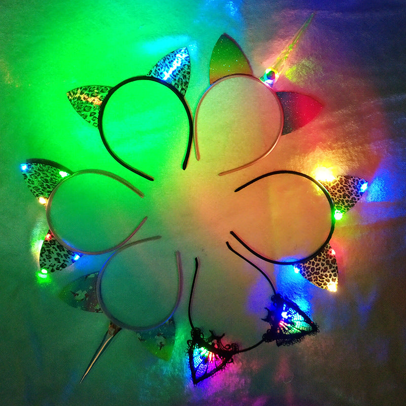 Glowing Hair Accessories Flashing Lights Cat Ears Headband